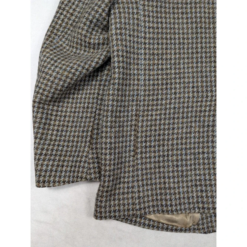 Vintage Harris Tweed Brown Houndstooth Scottish Wool Mens Blazer Size 44R‎